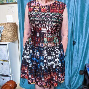 Multi-colored A-Line dress by Dress Barn- Size 16